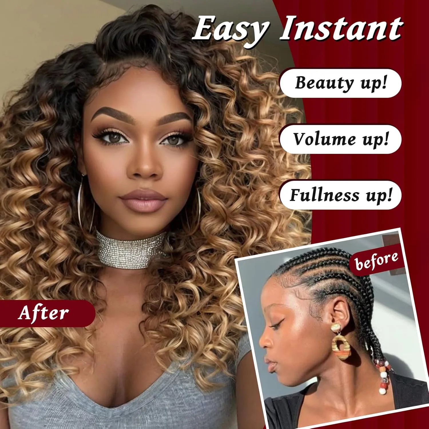 Datanala GoGo Curl Crochet Hair 12 Inch Pre-Looped Water Wave Crochet Hair 8 Packs Long Beach Curl Crochet Braiding Hair Synthetic Extensions For Women (T30, 12inch(8packs))