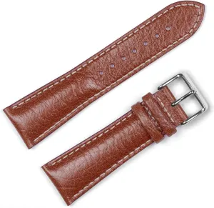 deBeer Sport Leather with Contrast Color Stitching Watch Band- Choice of Color (Black, Brown, Havana) & Width (16mm,18mm, 19mm, 20mm, 22mm, 24mm, 26mm, 28mm)