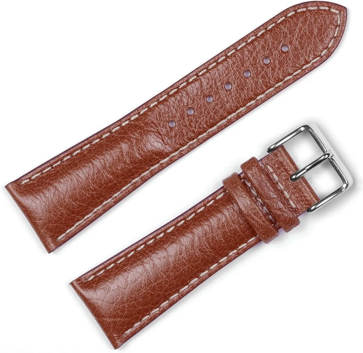 deBeer Sport Leather with Contrast Color Stitching Watch Band- Choice of Color (Black, Brown, Havana) & Width (16mm,18mm, 19mm, 20mm, 22mm, 24mm, 26mm, 28mm)