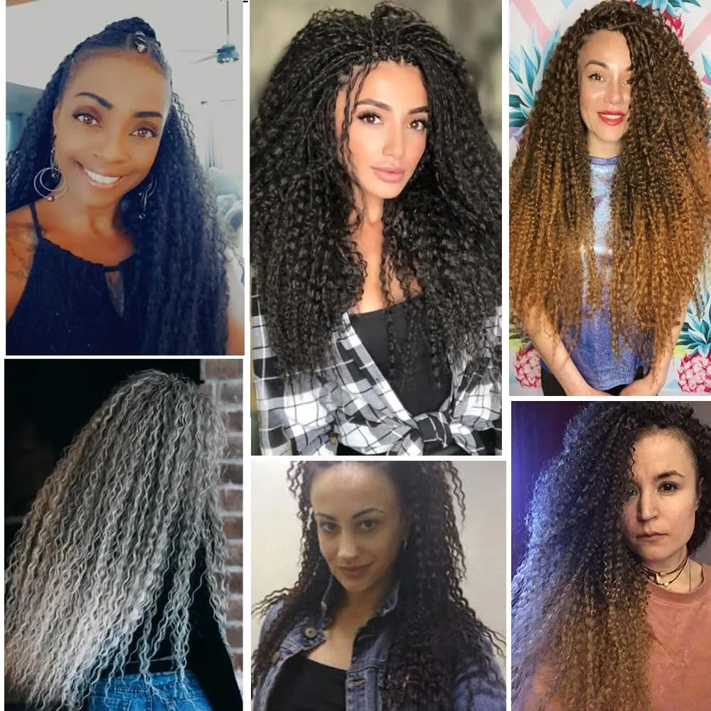 Deep Twist Braiding Hair Extension 3 PACKS Afro Kinky Curly Crochet Braids Hair Soft Deep Water Wave Crochet Hair For Black Women Marley Twist Braiding (1b, 20 Inch (Pack of 3))