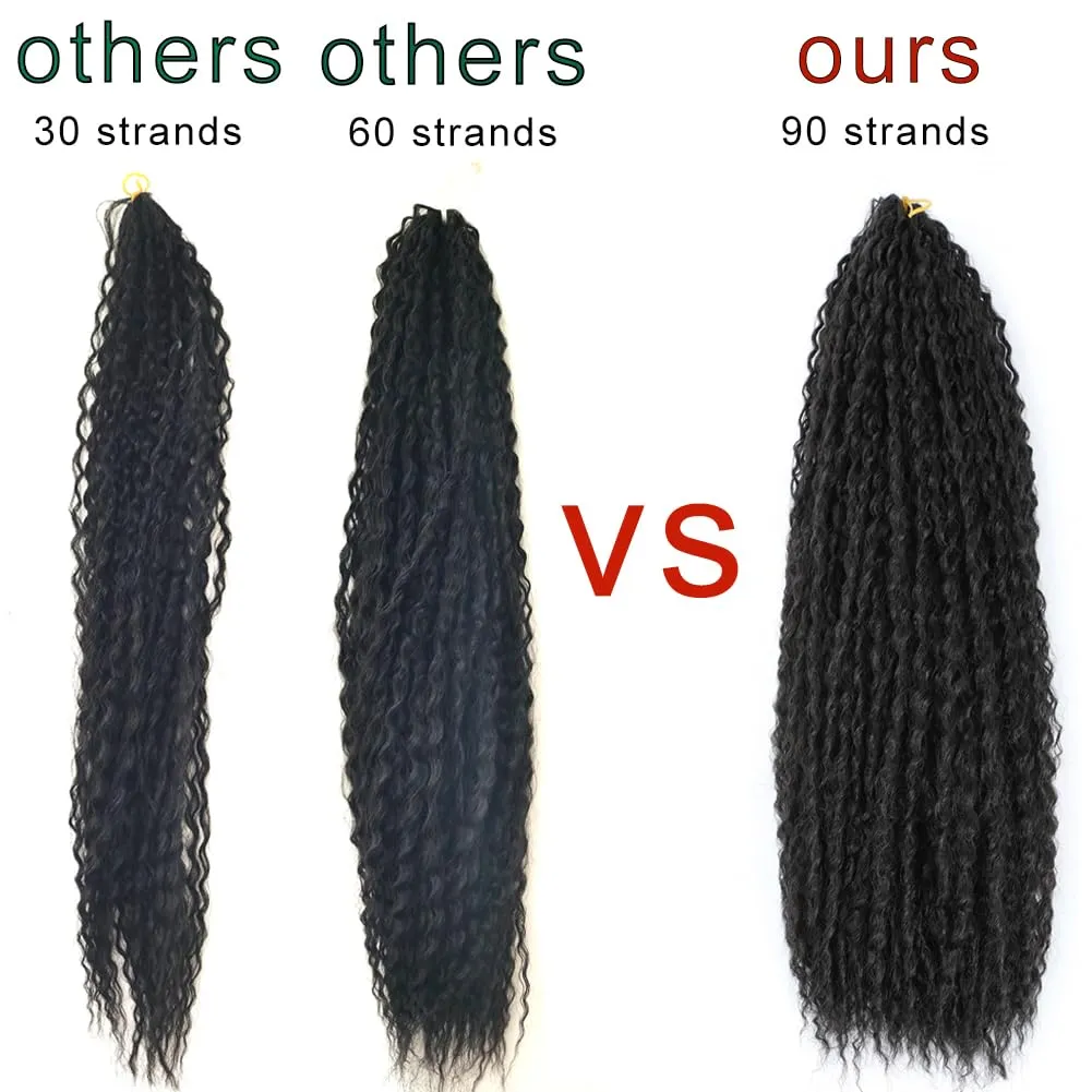Deep Twist Braiding Hair Extension 3 PACKS Afro Kinky Curly Crochet Braids Hair Soft Deep Water Wave Crochet Hair For Black Women Marley Twist Braiding (1b, 20 Inch (Pack of 3))