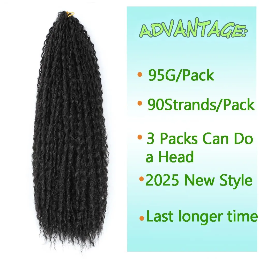 Deep Twist Braiding Hair Extension 3 PACKS Afro Kinky Curly Crochet Braids Hair Soft Deep Water Wave Crochet Hair For Black Women Marley Twist Braiding (1b, 20 Inch (Pack of 3))