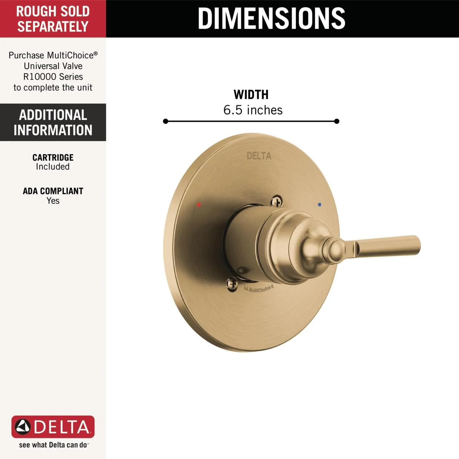 Delta T14035 Saylor Monitor 14 Series Single Function Pressure Balanced Trim Only - Less Rough-In Valve - Champagne Bronze