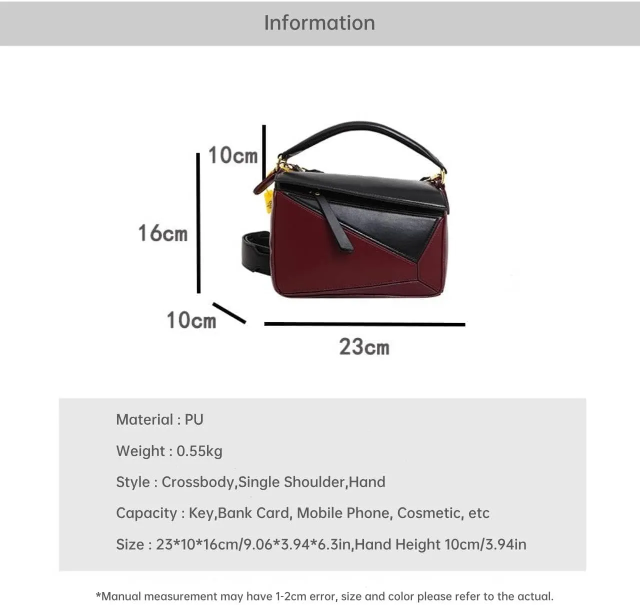 Designer Geometric Shoulder Bag, Litchi Grain Handbag Pillow Bag with Adjustable Strap