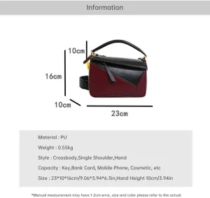 Designer Geometric Shoulder Bag, Litchi Grain Handbag Pillow Bag with Adjustable Strap