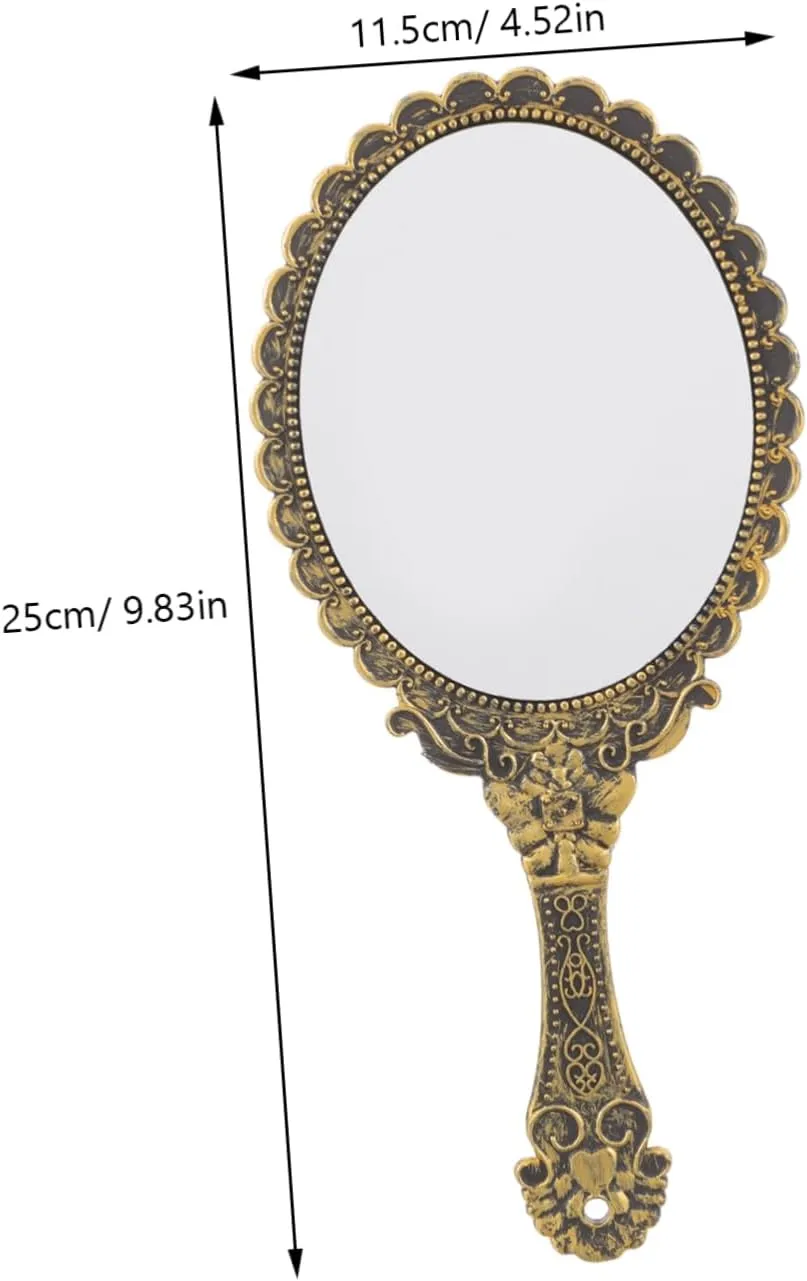 Didiseaon Handheld Makeup Mirror Set 2pcs Classic Retro Lightweight Portable Carving Handle