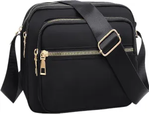 DIHKLCIO Nylon Crossbody Bags for Women Purses and Handbags Women's Casual Messenger Bag Waterproof Black Crossbody Purse