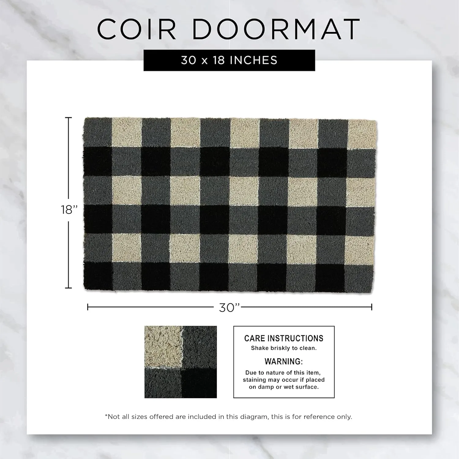 DII Natural Coir Geometric Modern Outdoor Door Mat, Front Porch Décor, 17x29, Farmhouse Plaid