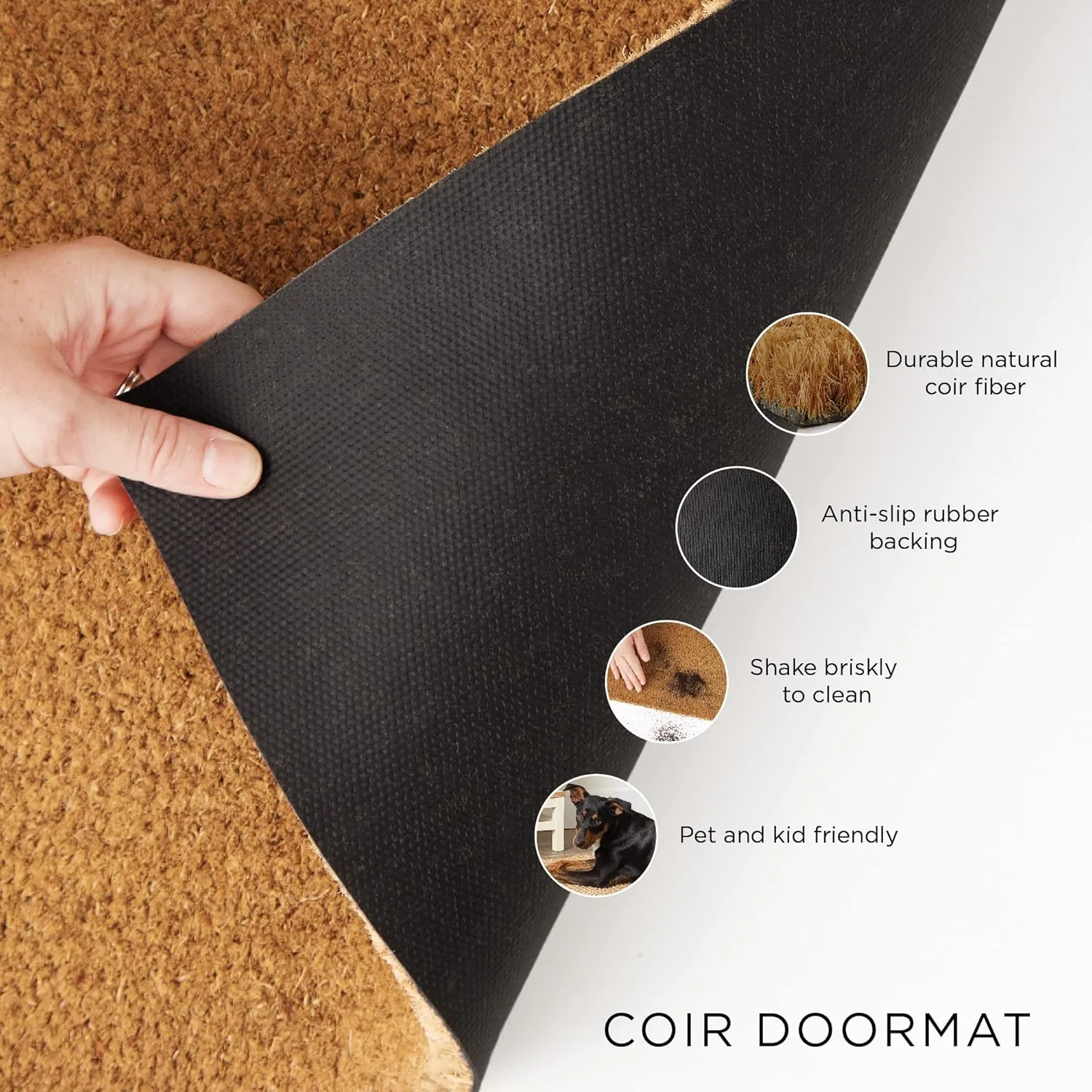 DII Natural Coir Geometric Modern Outdoor Door Mat, Front Porch Décor, 17x29, Moroccan Blue