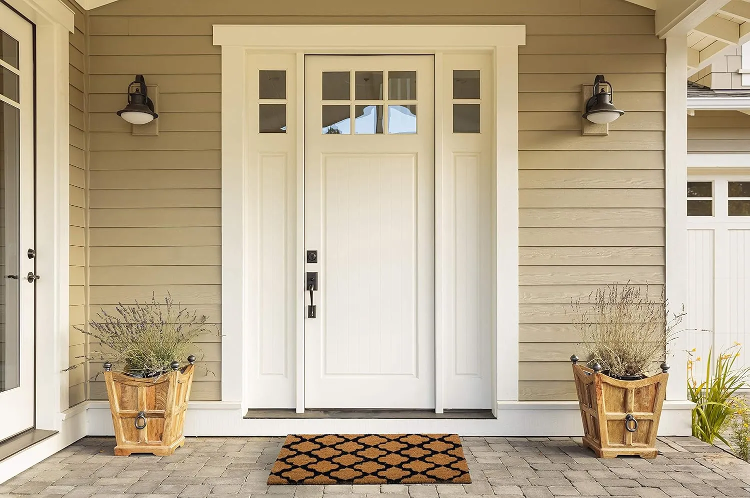 DII Natural Coir Geometric Modern Outdoor Door Mat, Front Porch Décor, 17x29, Moroccan Blue