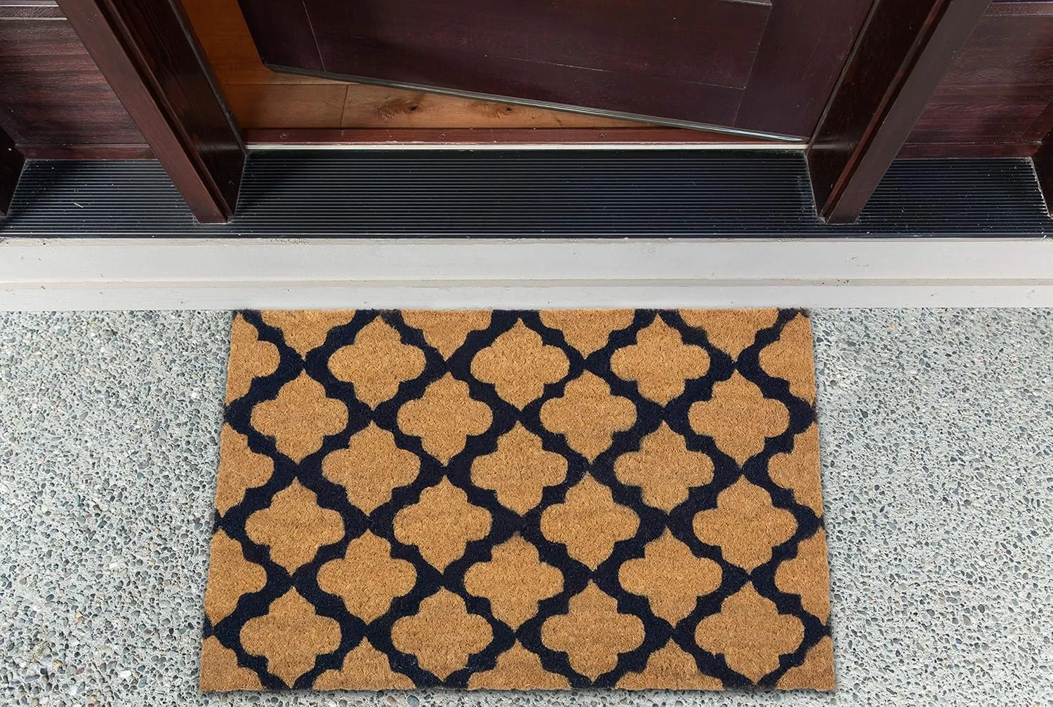 DII Natural Coir Geometric Modern Outdoor Door Mat, Front Porch Décor, 17x29, Moroccan Blue