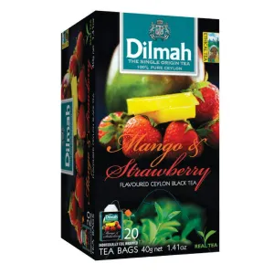 Dilmah Mango and Strawberry Flavored Ceylon Black Tea - 20 Tea Bags - Sri Lanka Ceylon Dilmah Mango Strawberry Tea Real Tea