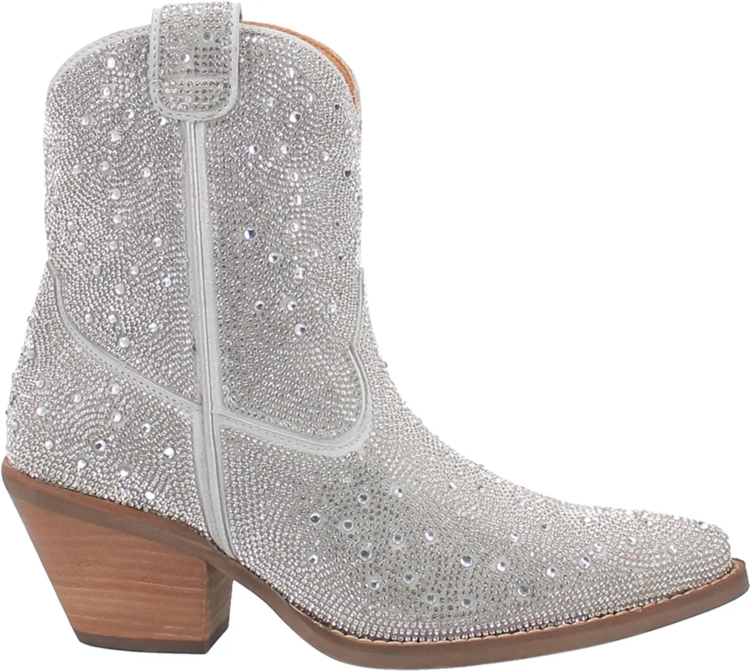 Dingo Womens Rhinestone Cowgirl Round Toe Zippered Casual Boots Ankle Mid Heel 2-3" - Black