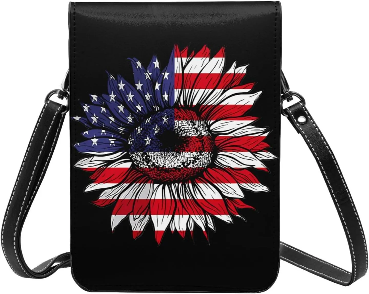 Dirt Track Racing American Flag Leather Crossbody Phone Purse for Women Cute Wallet Bags Lightweight Mini Sling Bag