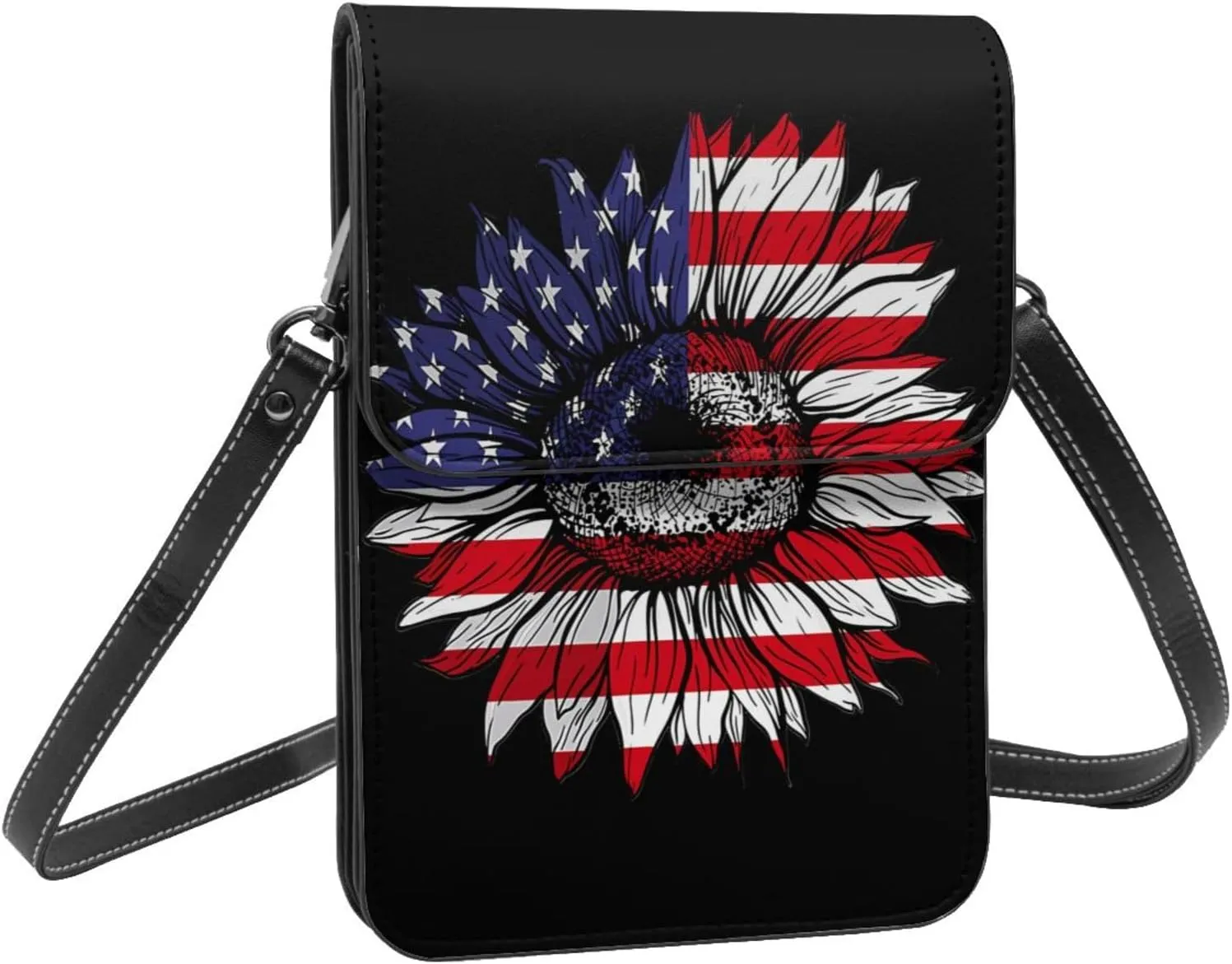 Dirt Track Racing American Flag Leather Crossbody Phone Purse for Women Cute Wallet Bags Lightweight Mini Sling Bag