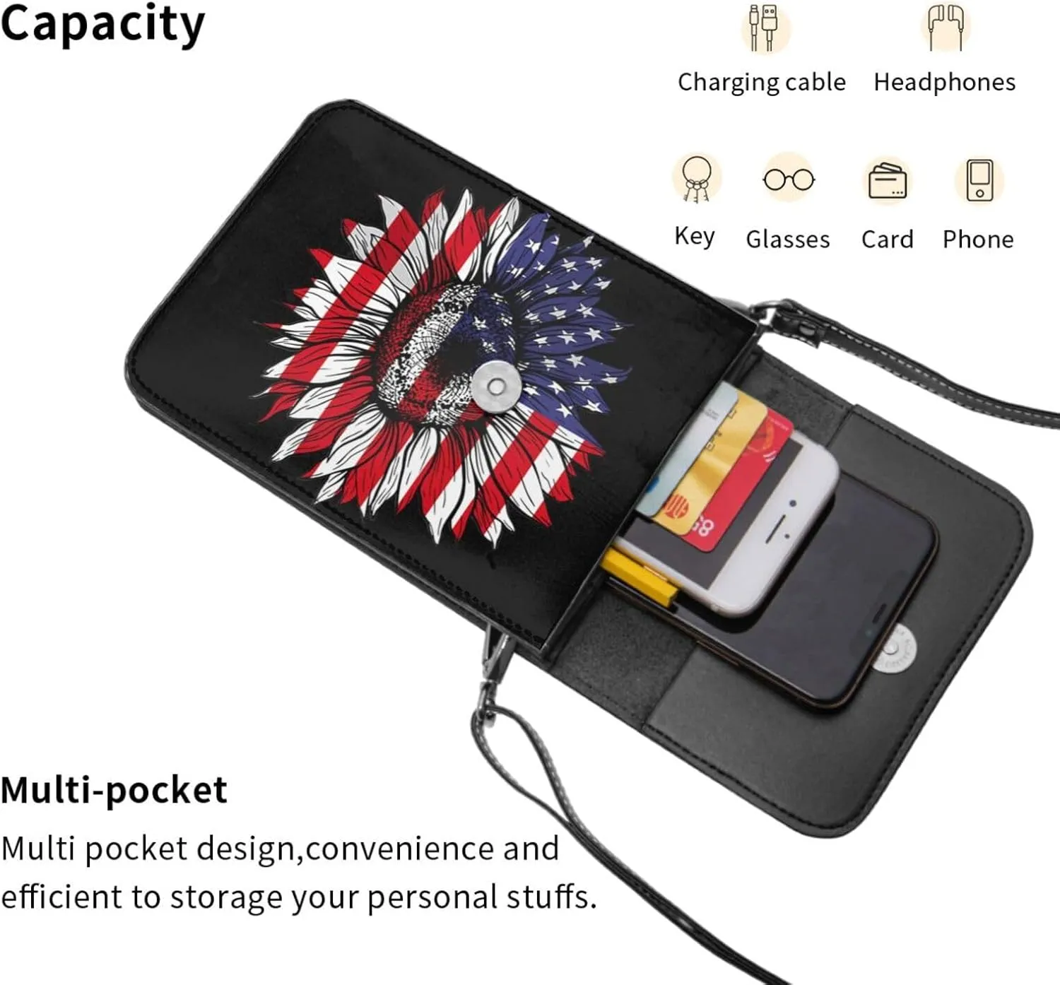 Dirt Track Racing American Flag Leather Crossbody Phone Purse for Women Cute Wallet Bags Lightweight Mini Sling Bag