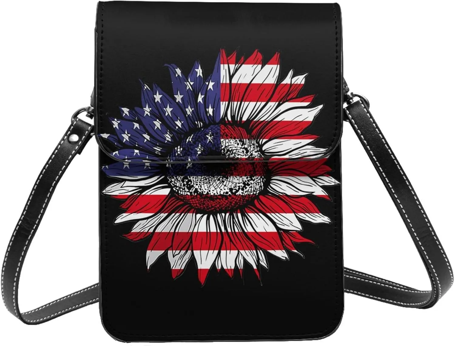 Dirt Track Racing American Flag Leather Crossbody Phone Purse for Women Cute Wallet Bags Lightweight Mini Sling Bag
