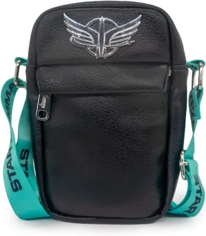 Disney Bag, Crossbody, Pixar, Lightyear Star Command Silver Wings Logo, Black, Vegan Leather
