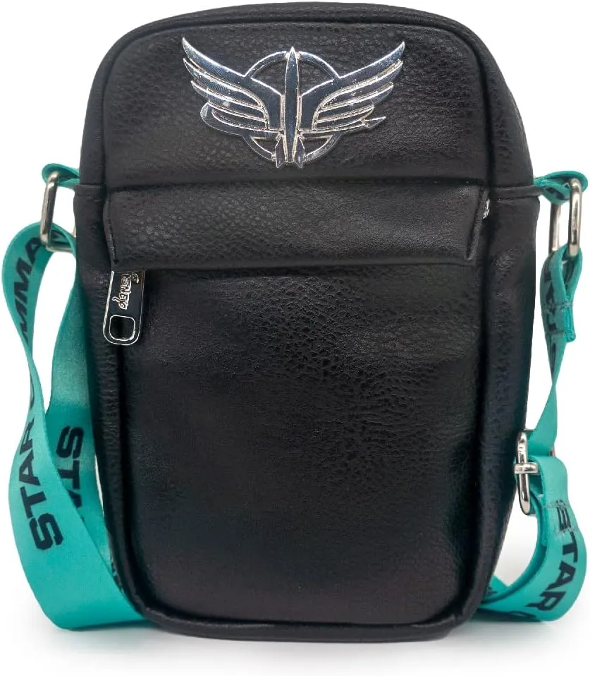 Disney Bag, Crossbody, Pixar, Lightyear Star Command Silver Wings Logo, Black, Vegan Leather