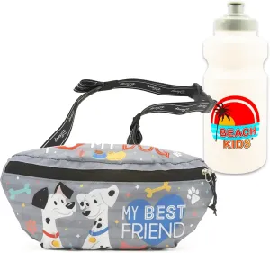 Disney Dogs Fanny Pack for Kids - Bundle with Belt Bag with Dual Zippers Featuring Pluto, Lady and the Tramp, More Plus Water Bottle | Disney Dogs Waist Bag for Kids