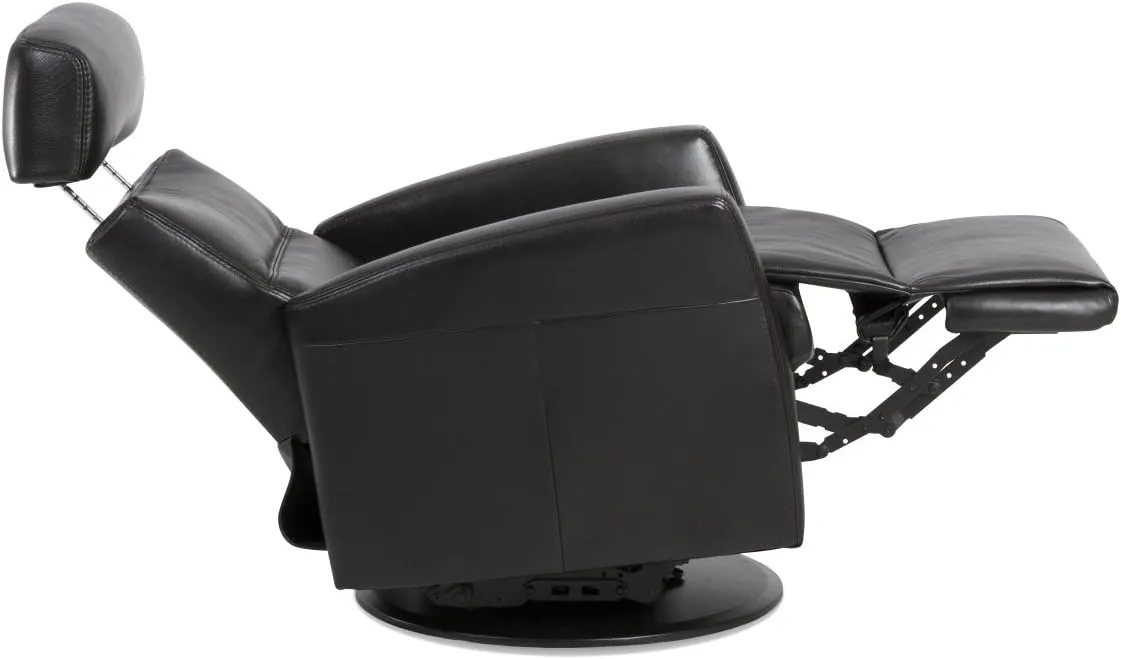 Divani RG 325 Large Glider Relaxer Rocking Recliner Swivel Chair - Trend Sand Leather Manual Recline - Adjustable Headres