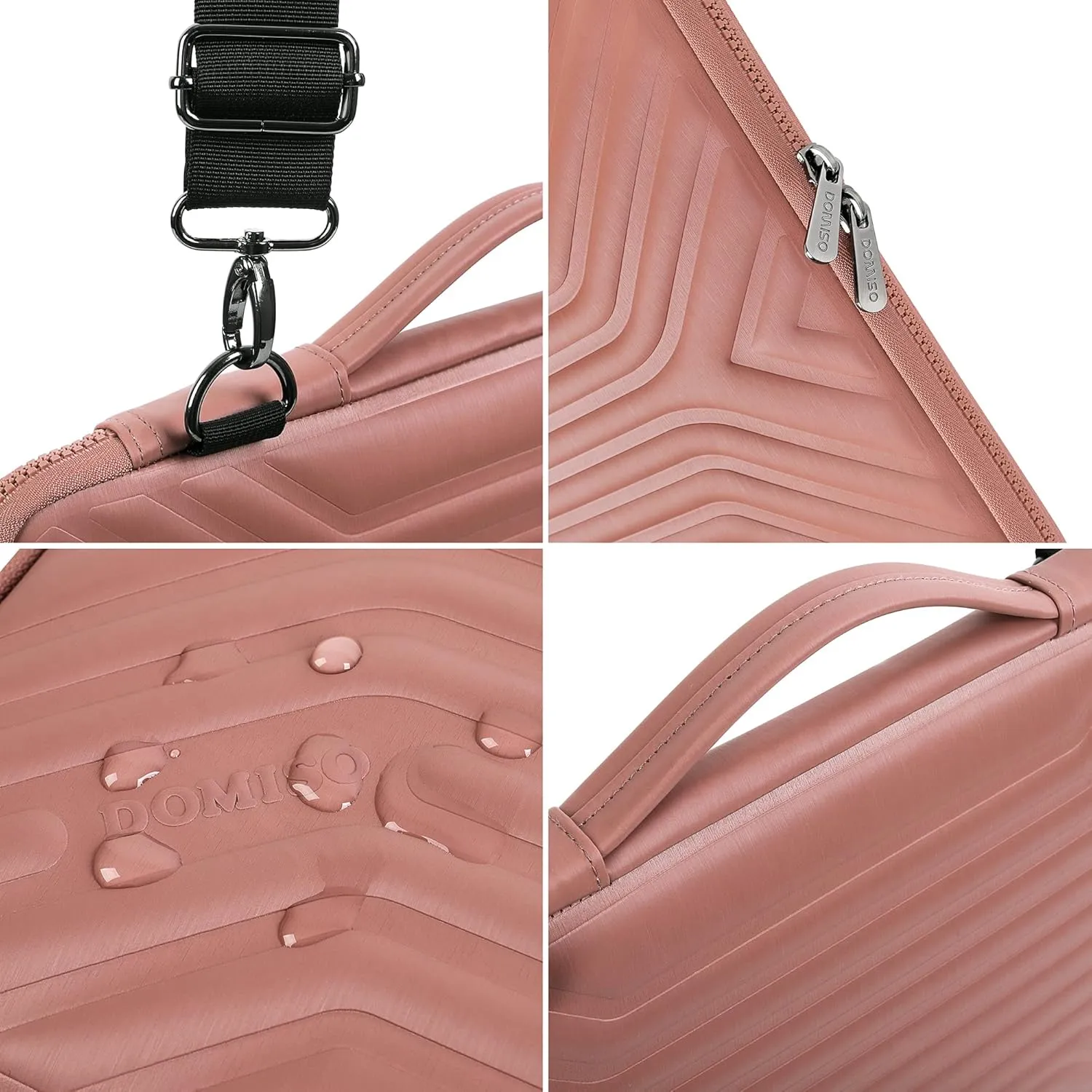 DOMISO 13.3 Inch Shockproof Waterproof Laptop Sleeve with Strap Lightweight Soft EVA Tablet Case for 13-13.3 Inch Laptops/MacBook Pro Retina/Dell Inspiron 13 XPS 13 / HP, Pink