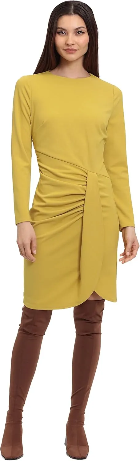 Donna Morgan Women's Long Sleeve Faux Wrap Dress