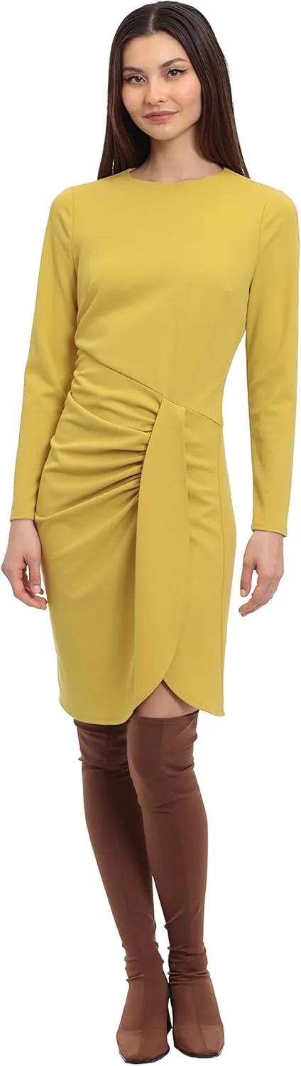 Donna Morgan Women's Long Sleeve Faux Wrap Dress