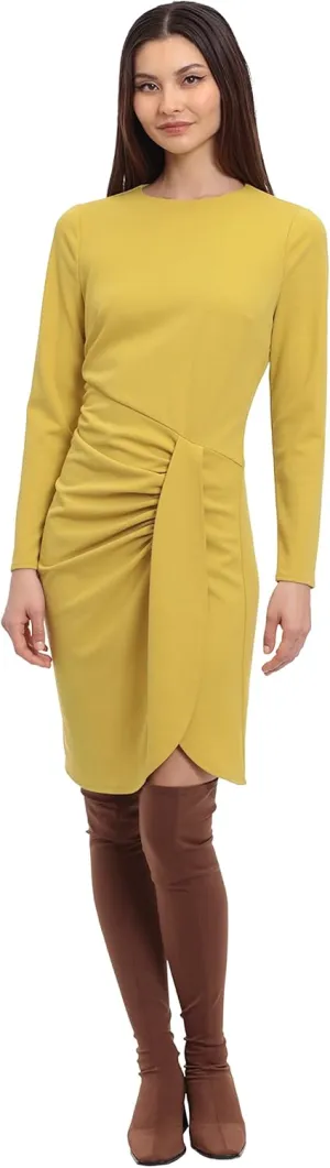 Donna Morgan Women's Long Sleeve Faux Wrap Dress