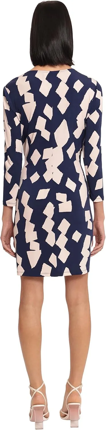 Donna Morgan Women's Long Sleeve Faux Wrap Dress