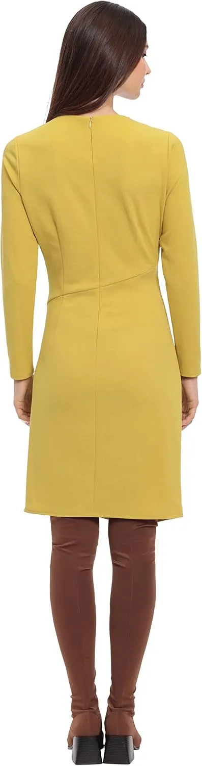 Donna Morgan Women's Long Sleeve Faux Wrap Dress