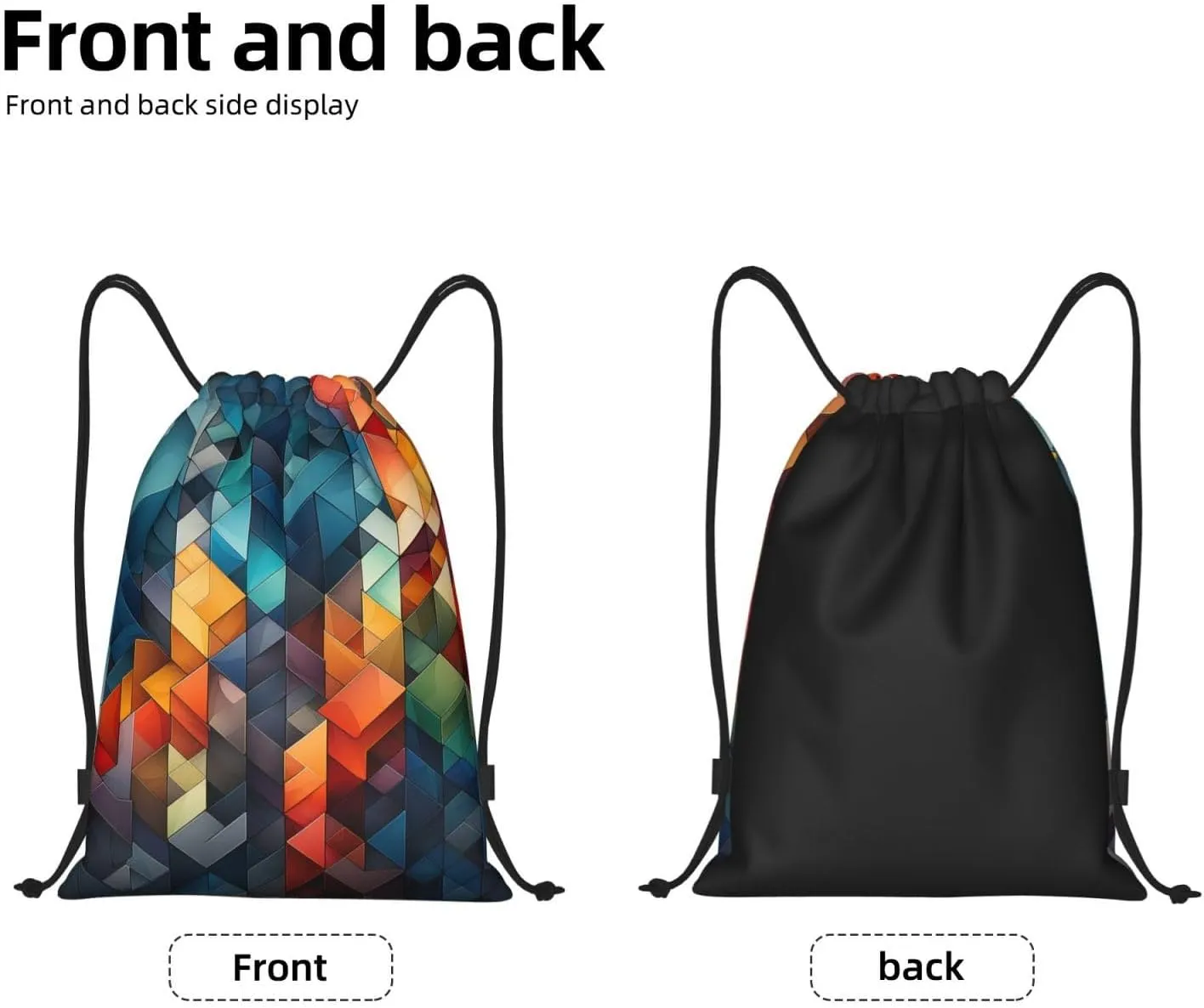 Drawstring Backpack For Men Women Complex Geometric Designs String Bag Waterproof Cinch Bag Sports Gym Sackpack Medium