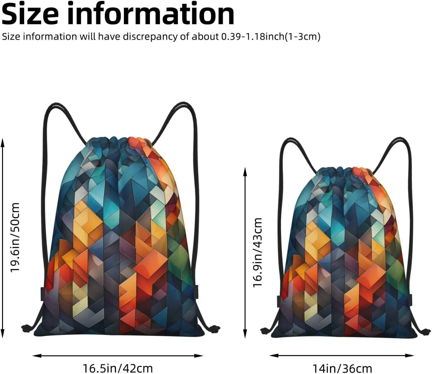 Drawstring Backpack For Men Women Complex Geometric Designs String Bag Waterproof Cinch Bag Sports Gym Sackpack Medium