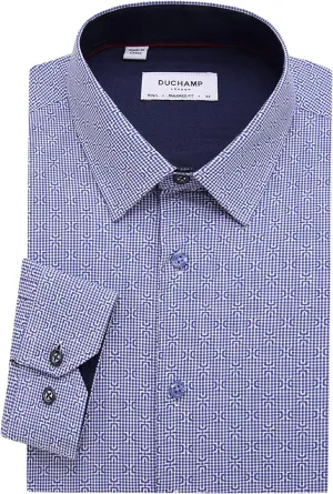 Duchamp London Geometric Dress Shirt (as1, Neck, 14_Point_5, 18, 17.5) Red