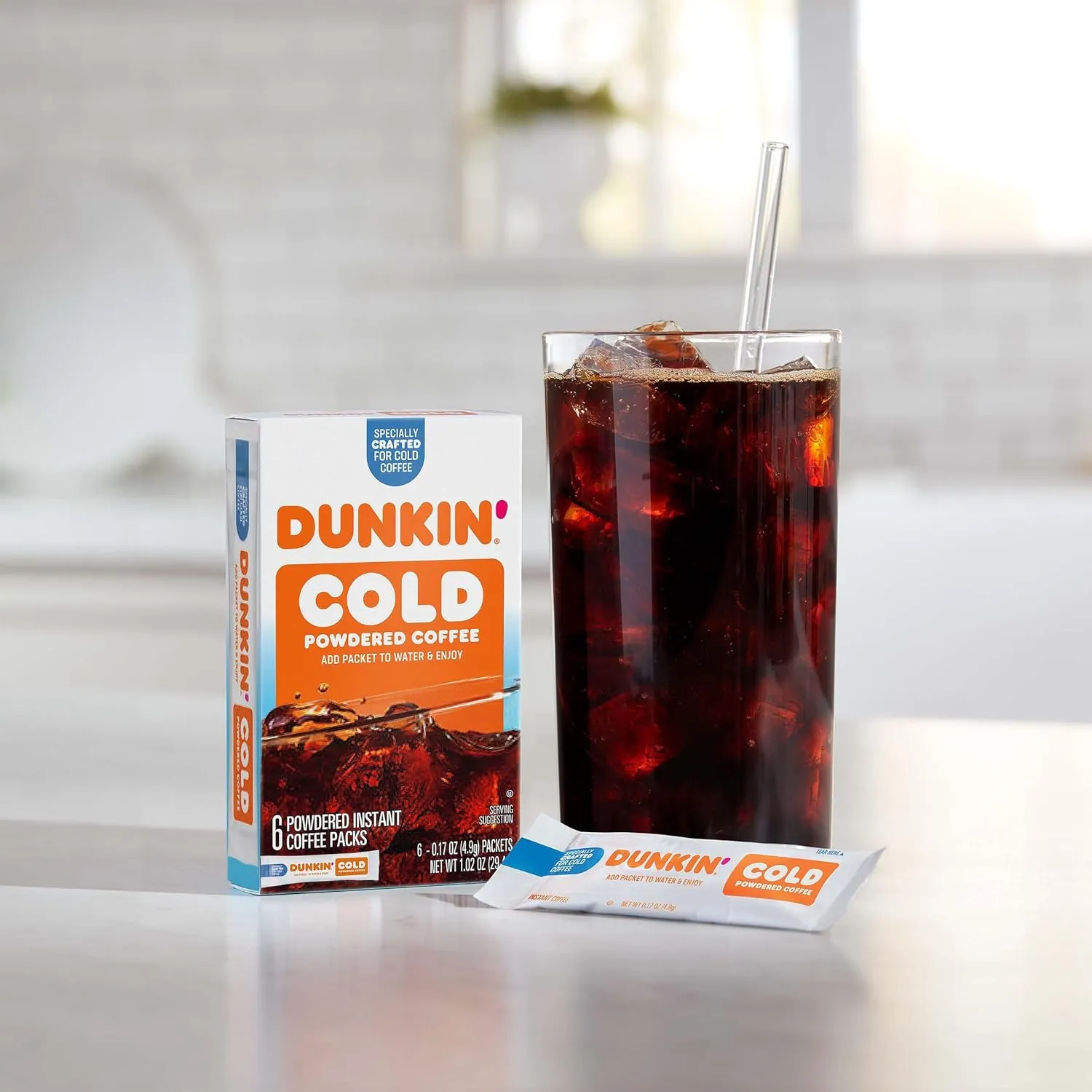 Dunkin' Cold Powdered Single Serve Instant Coffee Packs, 6 Count (Pack of 12)