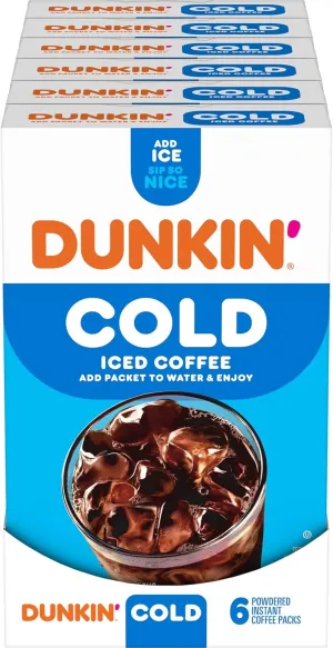 Dunkin' Cold Powdered Single Serve Instant Coffee Packs, 6 Count (Pack of 12)