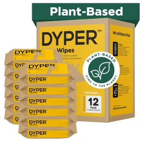 DYPER - 99% Water Based Baby Wipes 100% Made from Plant-Based* & Honest for Sensitive Skin, Fragrance & Plastic-Free - Unscented, Pack of 12 (720 Count)