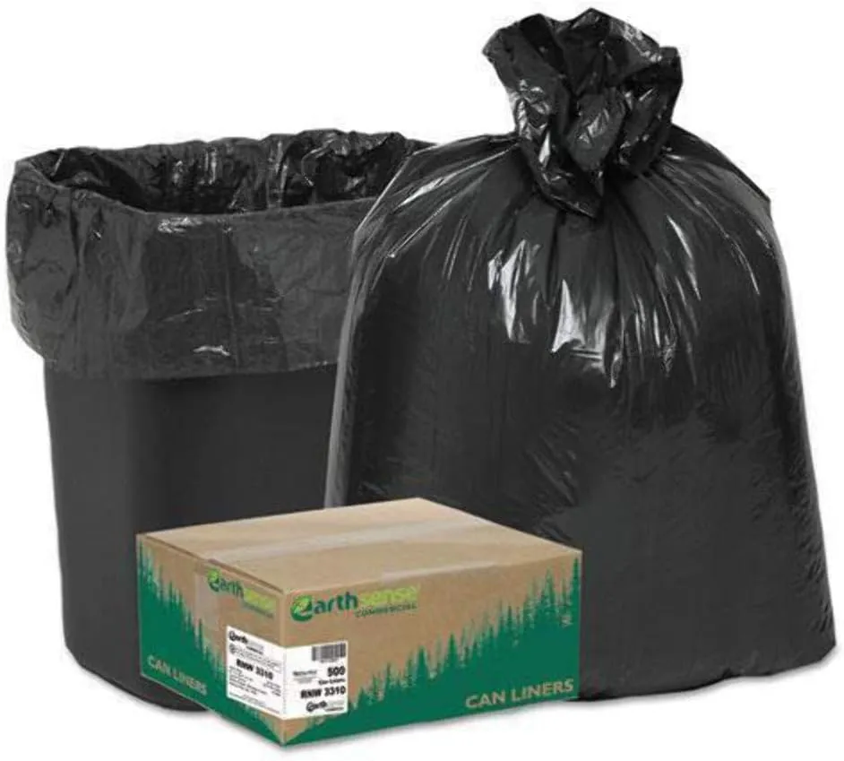 Earthsense Can Liners, 16 Gallons,0.65 Milliliters, 24 x 31, Black, 500/Carton (RNW3310)