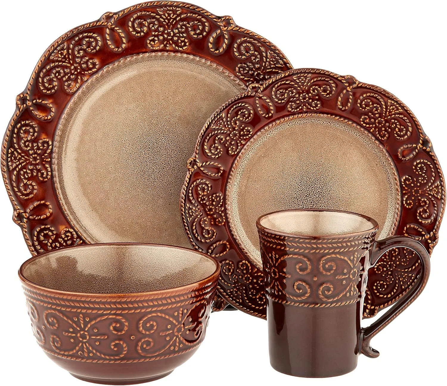 Elama’s Salia 16 Piece Stoneware Dinnerware Set