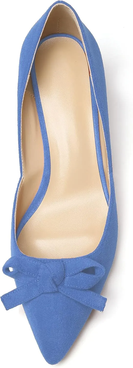 Eldof Women's D'Orsay Slip On Block Heels Pointed Toe Cut Out Comfortable 2 Inch Mid Block Heel Pumps Casual Office Ladies Shoes