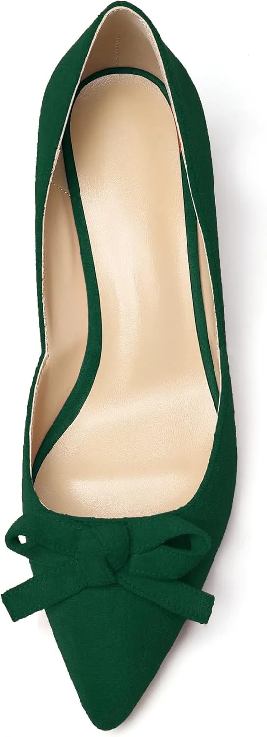 Eldof Women's D'Orsay Slip On Block Heels Pointed Toe Cut Out Comfortable 2 Inch Mid Block Heel Pumps Casual Office Ladies Shoes