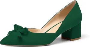 Eldof Women's D'Orsay Slip On Block Heels Pointed Toe Cut Out Comfortable 2 Inch Mid Block Heel Pumps Casual Office Ladies Shoes