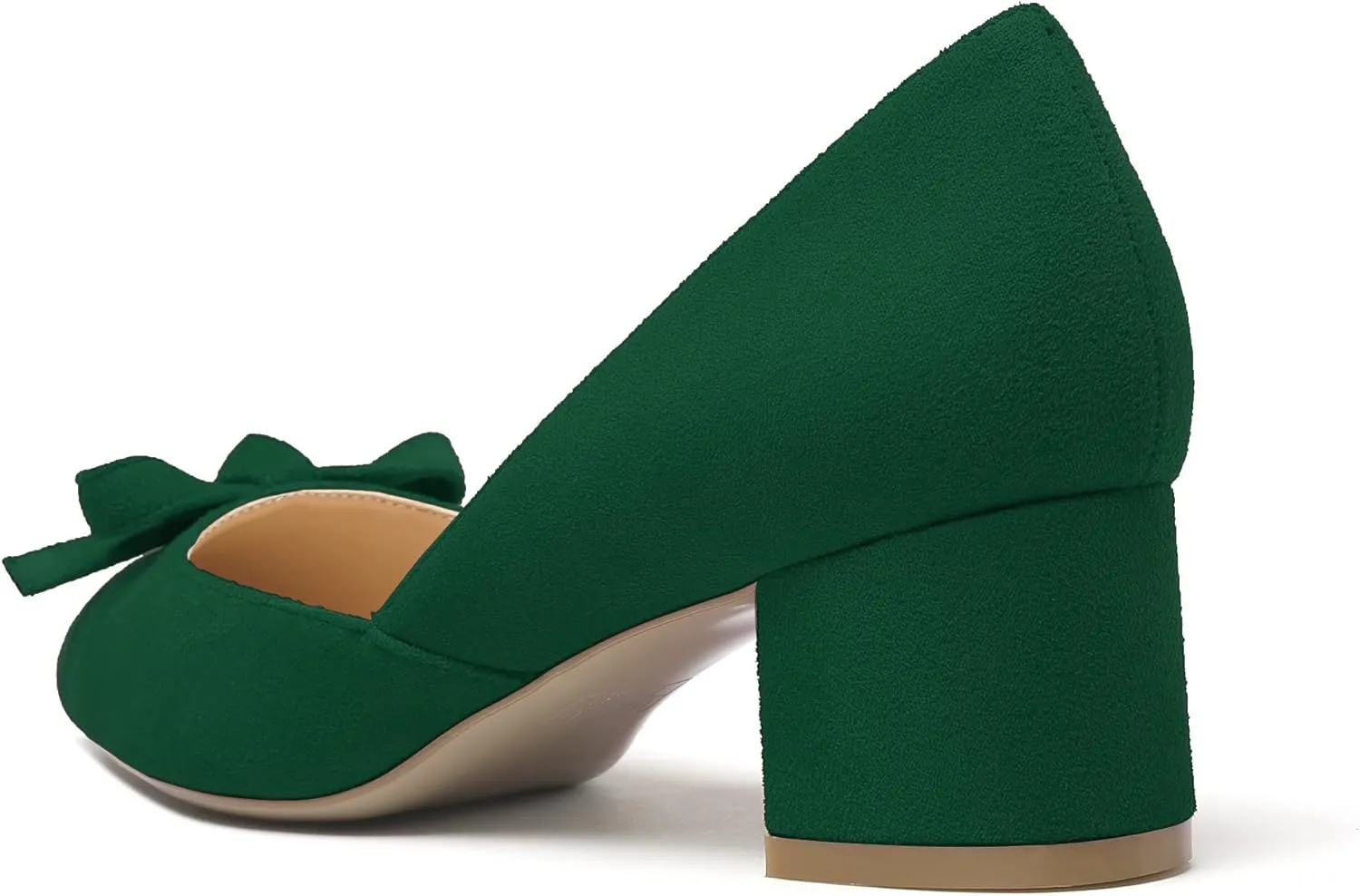 Eldof Women's D'Orsay Slip On Block Heels Pointed Toe Cut Out Comfortable 2 Inch Mid Block Heel Pumps Casual Office Ladies Shoes