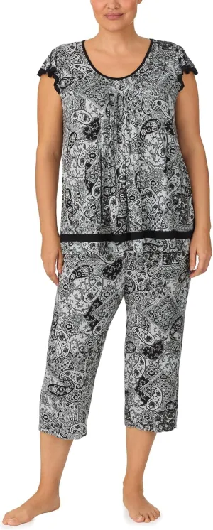 Ellen Tracy Women's Short Sleeve Flutter Top, Paisley, 1X