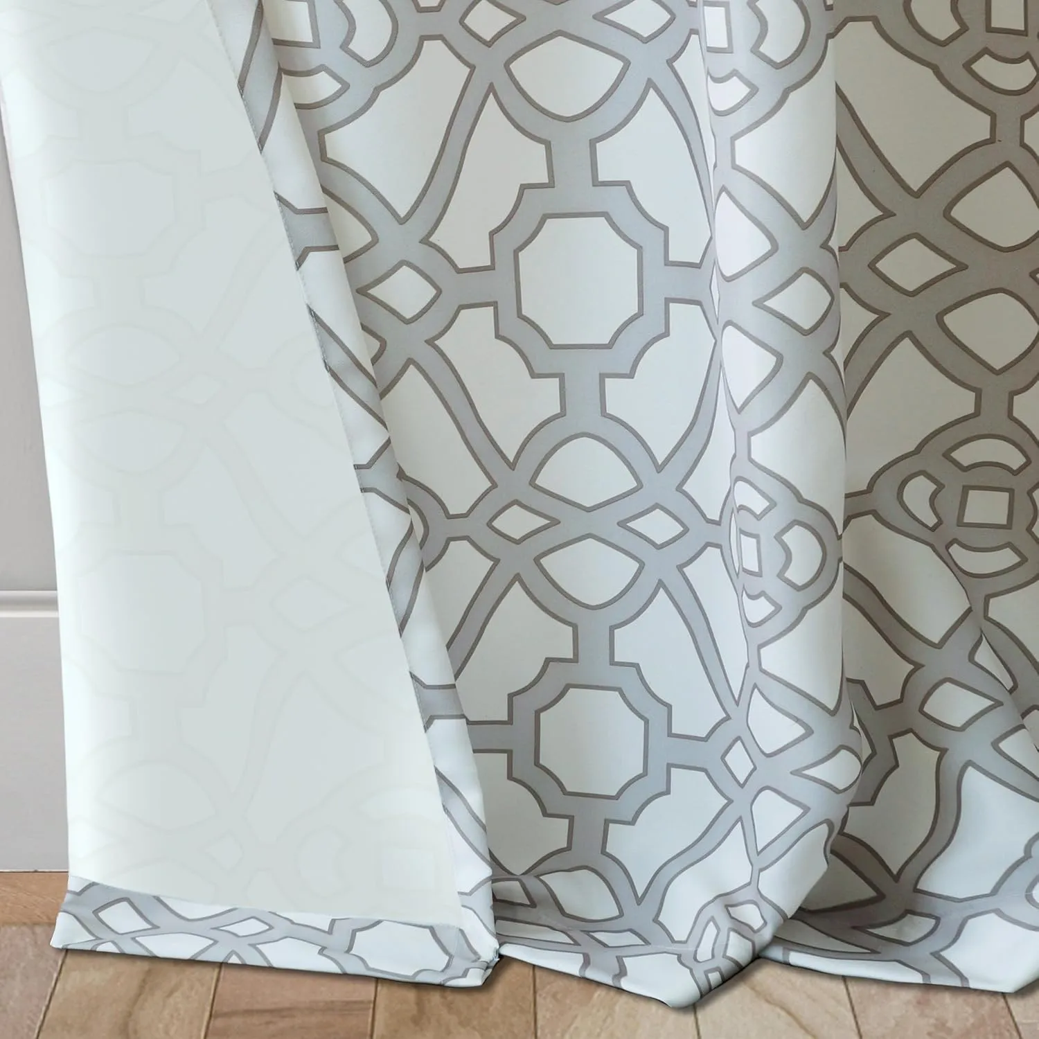 Elrene Home Fashions Marin Indoor/Outdoor Geometric Ironwork Print Grommet Window Curtain Patio, Pergola, Porch, Deck, and Lanai, 50 in x 108 in (1 Panel), Gray