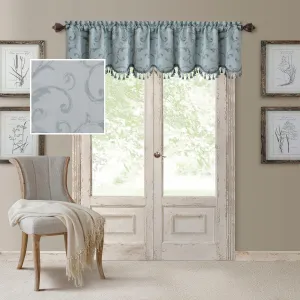 Elrene Home Fashions Mia Jacquard Scroll Blackout Valance, 52" x 19" (1 Valance), Blue