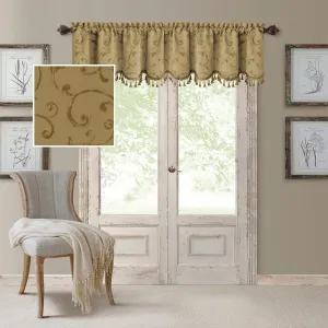 Elrene Home Fashions Mia Jacquard Scroll Blackout Valance, 52" x 19" (1 Valance), Gold