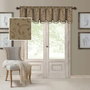 Elrene Home Fashions Mia Jacquard Scroll Blackout Valance, 52" x 19" (1 Valance), Taupe