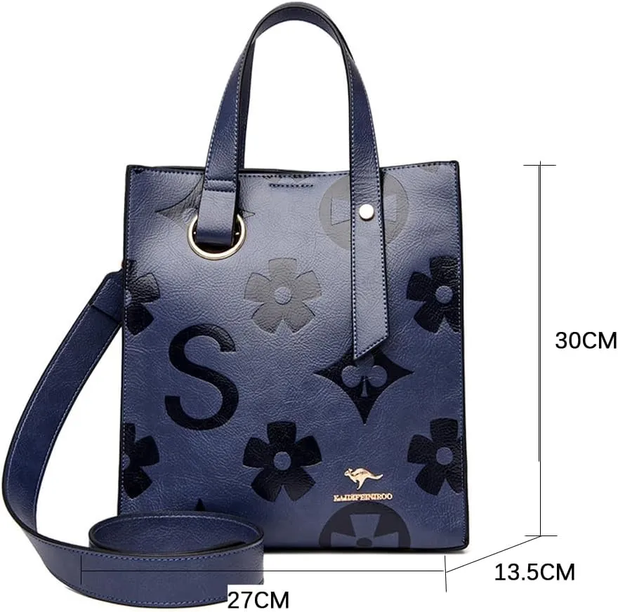 Embossed Bags for Women Faux Leather Tote Handbag Vintage Top-Handle Handbags Crossbody Shoulder Purse