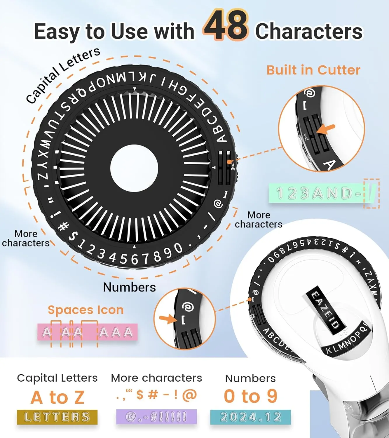 Embossing Label Maker Machine with-Tape, Vintage Embossed Label Maker Manual, Retro 3D Black Emboss Labeler with 10 Rolls 9mm Macaroon Embossing Label Tapes for Home Kitchen School Kids